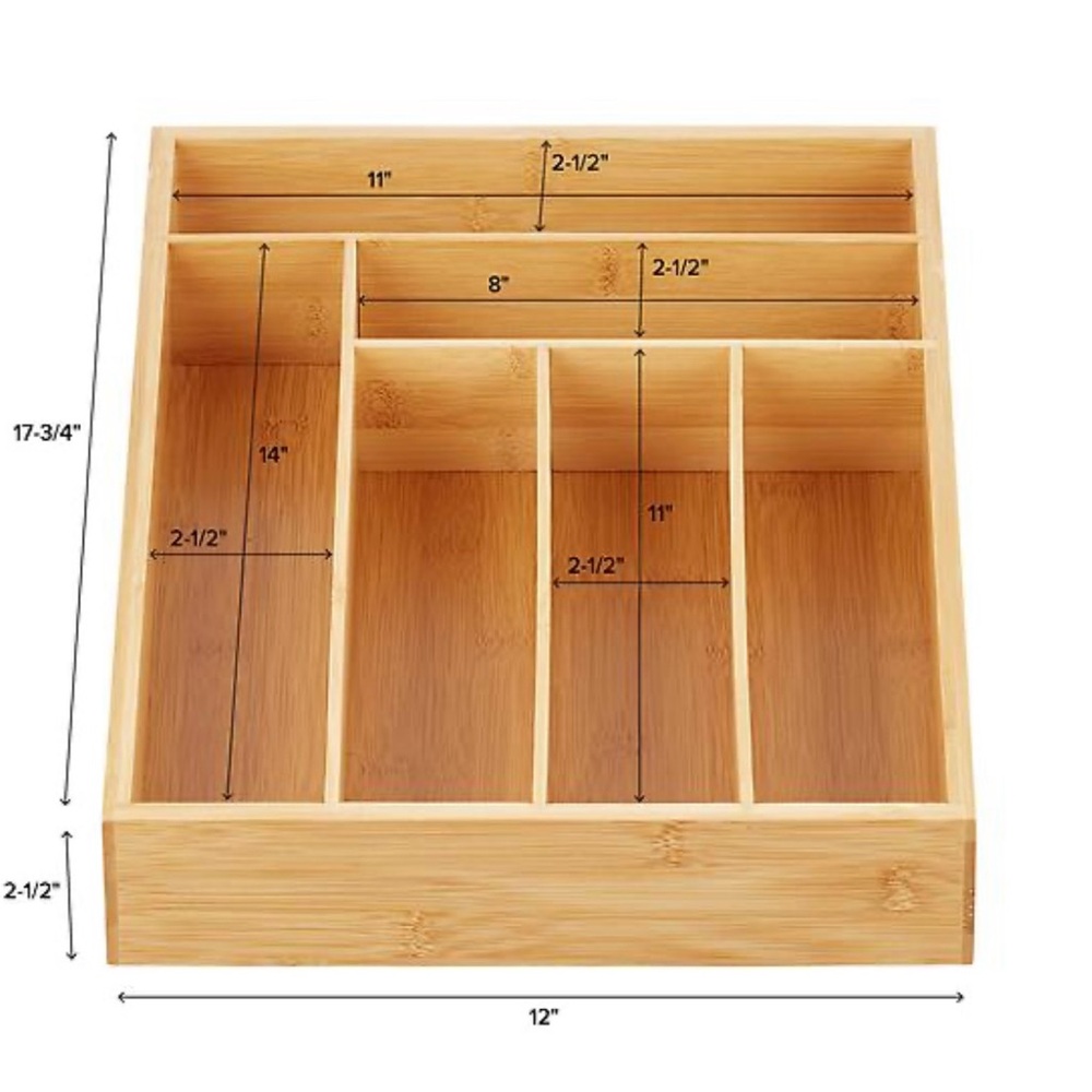 The Container Store  6 section bamboo drawer organizer - Picture 2 of 3